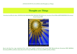 [F.R.E.E D.O.W.N.L.O.A.D R.E.A.D] Thoughts are Things (READ PDF EBOOK)