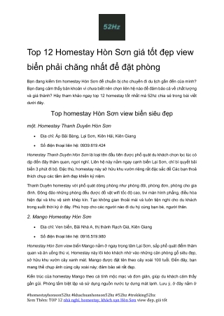 Review Top 10 Homestay Hon Son View Bien Gia Re