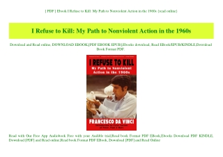 [ PDF ] Ebook I Refuse to Kill My Path to Nonviolent Action in the 1960s {read online}
