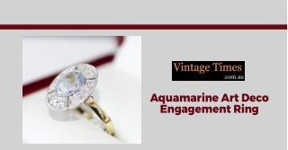 Aquamarine Art Deco Engagement Ring