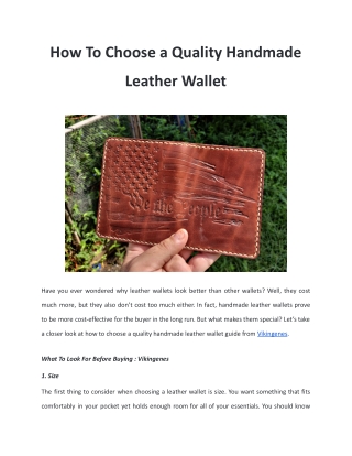 How To Choose a Quality Handmade Leather Wallet