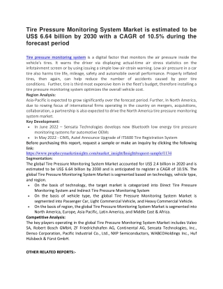 Tire Pressure Monitoring System Market