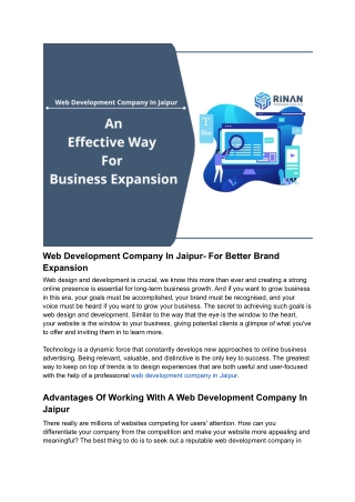 Web Development Company In Jaipur- For Better Brand Expansion