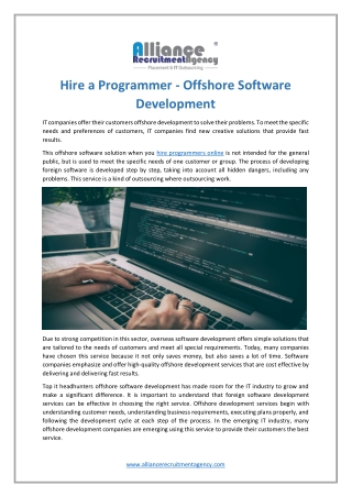 Online Developer, Coder, and Programmer Hiring