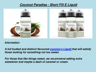 One Of The Best Coconut E Liquid in United Kingdam