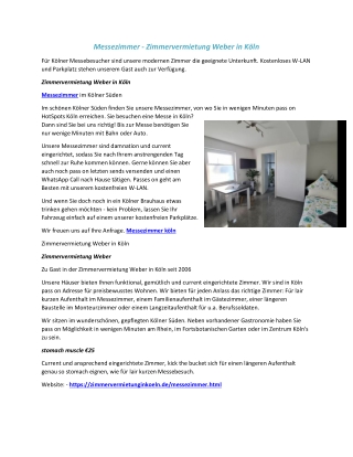 Messezimmer - Zimmervermietung Weber in Köln