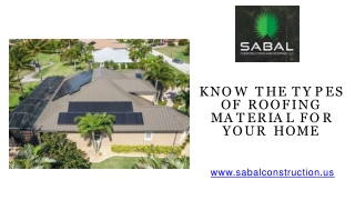 Know The Types of Roofing Material for Your Home