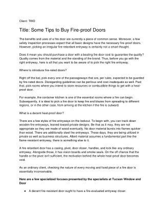 Some Tips to Buy Fire-proof Doors_ TWD