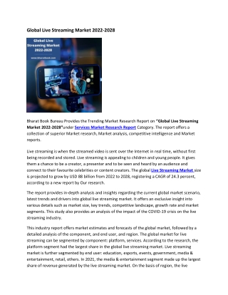 Global Live Streaming Market 2022-2028