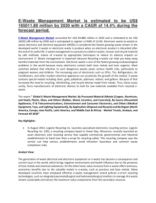 E-Waste Management Market