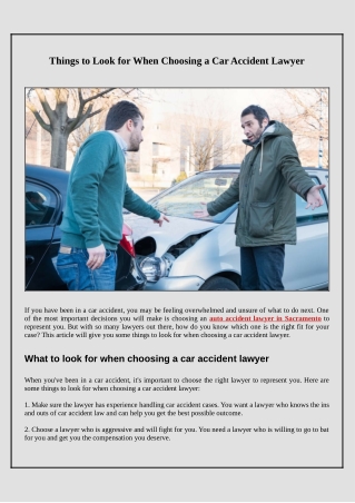 Things to Look for When Choosing a Car Accident Lawyer