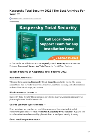 Kaspersky Total Security 2022  The Best Antivirus For Your Pc