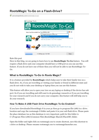 RootsMagic To-Go on a Flash-Drive