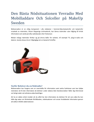 Den bästa nödsituationen Vevradio med mobilladdare och solceller på MakeUp Sweden PPT
