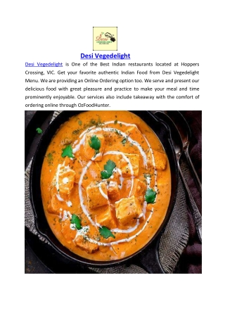 5% off – Desi Vegedelight Takeaway Menu Laverton North, VIC