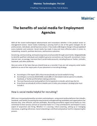 Social Media in Recruiting - Maintec