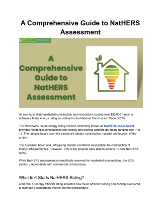 A Comprehensive Guide to NatHERS Assessment