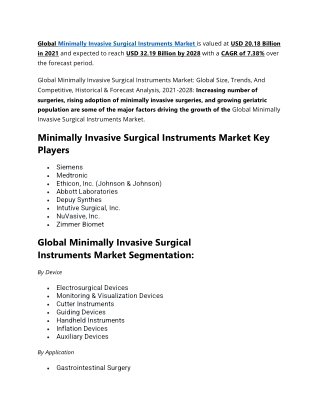 Minimally Invasive Surgical Instruments Market