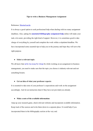 Tips to write a Business Management Assignment