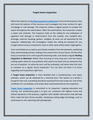 Target home inspection