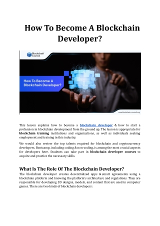 How To Become a Blockchain Developer ?