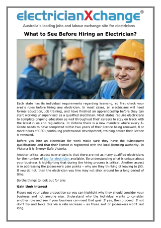 What to See Before Hiring an Electrician