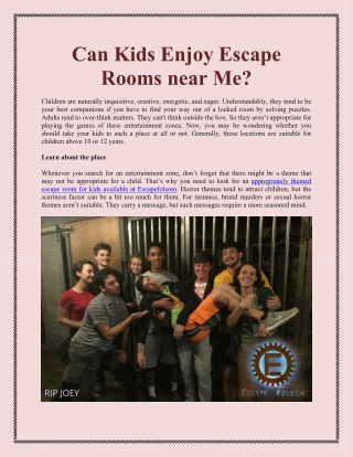 Can Kids Enjoy Escape Rooms near Me