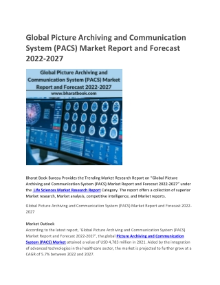 Global Picture Archiving and Communication System (PACS) Market Report and Forecast 2022-2027