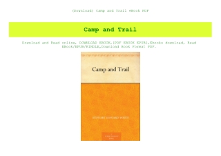 (Download) Camp and Trail eBook PDF