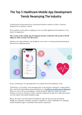 The Top 5 Healthcare Mobile App Development Trends Revamping The Industry