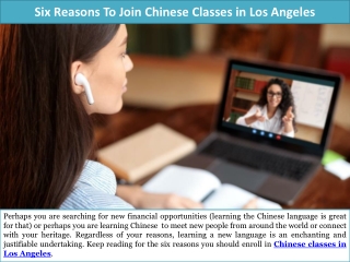 Six Reasons To Join Chinese Classes in Los Angeles