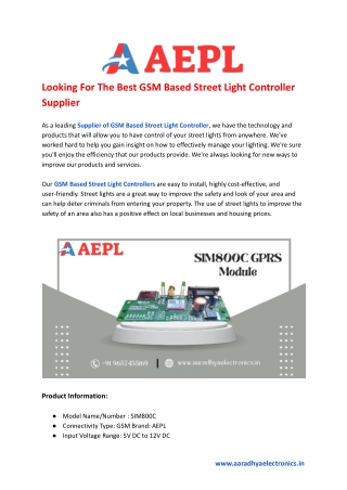 Looking For The Best GSM Based Street Light Controller Supplier