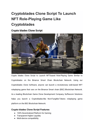 Cryptoblades Clone Script To Launch NFT Role-Playing Game Like Cryptoblades