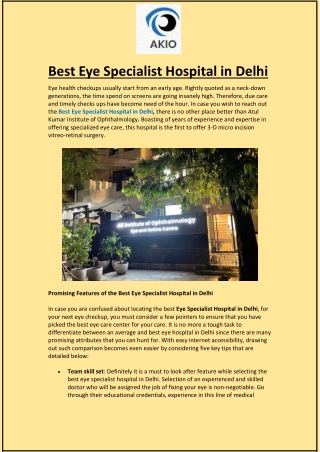 Best Eye Specialist Hospital in Delhi