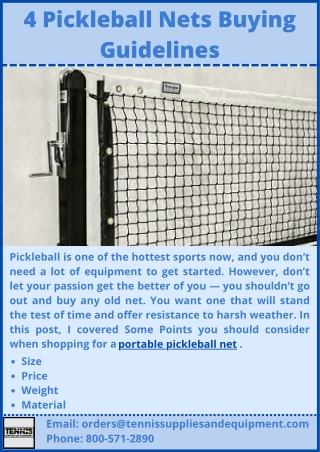 4 Pickleball Nets Buying Guidelines