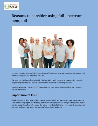 Reasons to consider using full-spectrum hemp oil