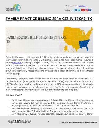 FAMILY PRACTICE BILLING SERVICES IN TEXAS, TX