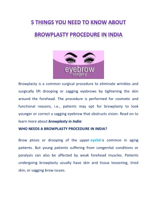 All You Need to Know About Browplasty in India