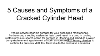 5 Causes and Symptoms of a Cracked Cylinder Head