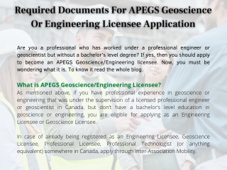 Required Documents For APEGS Geoscience Or Engineering Licensee Application (1)