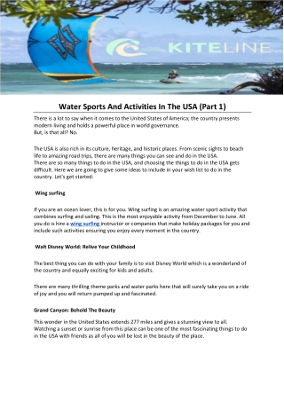 Water Sports And Activities In The USA (Part 1)