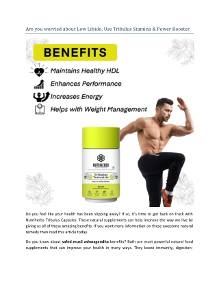 Are you worried about Low Libido, Use Tribulus Stamina & Power Booster