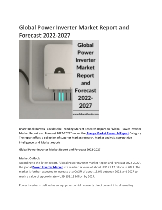 Global Power Inverter Market Report and Forecast 2022-2027