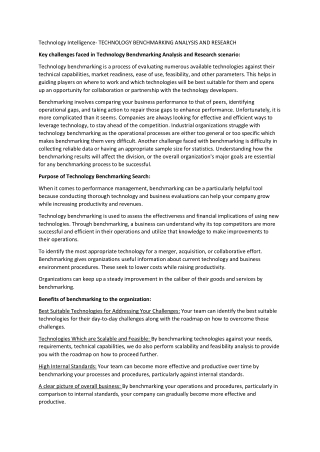 Technology Benchmarking