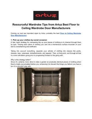 Resourceful Wardrobe Tips from Artuz Best Floor to Ceiling Wardrobe Door Manufacturers