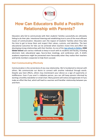 How Can Educators Build a Positive Relationship with Parents