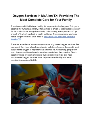 Oxygen Services in McAllen TX: Providing The Most Complete Care for Your Family