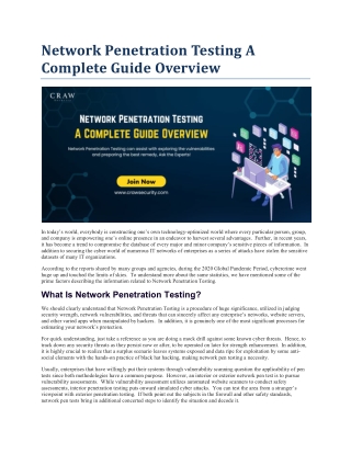 Network Penetration Testing A Complete Guide Overview craw security