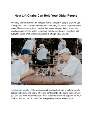 How Lift Chairs Can Help Your Older People