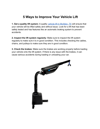 5 Ways to Improve Your Vehicle Lift